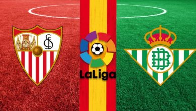 FC Sevilla and Real Betis Logos La Liga Logo Spanish Flag Soccer Field 768x404 1