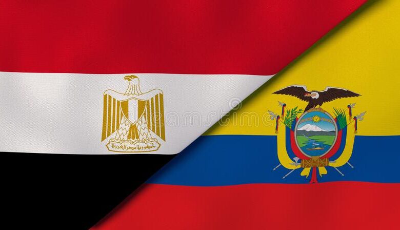 two states flags egypt ecuador high quality business background d illustration news reportage 178643720