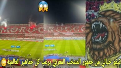 فيديو تيفو خيالي من جمهور المنتخب المغربي يرعب الجماهير العالمية في مباراة البرازيل أجواء رهيبة تحبس الانفاس