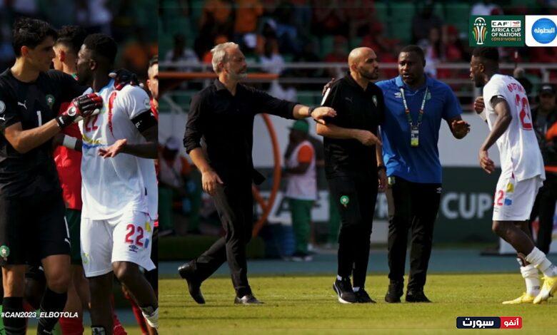 فيديو عدسات المصورين ترصد لقطة هزت العالم من وليد الركراكي وهو يتشاجر مع لاعب منتخب الكونغو - وليد الركراكي