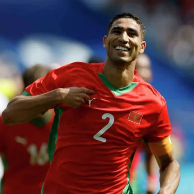 أشرف حكيمي يسجل أول هدف للمنتخب المغربي ضد تونس في الدقيقة 80